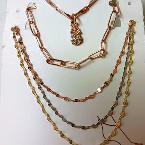 Set of 3 ankle bracelets rose gold, gold, & silver